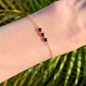 Black Tourmaline Bracelet in Sterling Silver or 14k gold filled